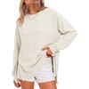 image:imageANRABESS Womens Oversized Crewneck Tunic Sweatshirt  Side Zipper Split Hem Pullover Tops Loose Fit Long Sleeve Shirts Casual Lounge for Daily Office OutfitsSpring Fall ClothesApricot