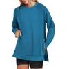 image:imageANRABESS Womens Oversized Crewneck Tunic Sweatshirt  Side Zipper Split Hem Pullover Tops Loose Fit Long Sleeve Shirts Casual Lounge for Daily Office OutfitsSpring Fall ClothesSteel Blue