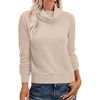 image:imageANRABESS Womens Turtleneck Long Sleeve Pullover Sweater  Soft Cozy Chunky Knit Ribbed Cuff Hem Jumper Tops Loose FitOffice Daily Casual Clothes Fall Winter OutfitsAlmond