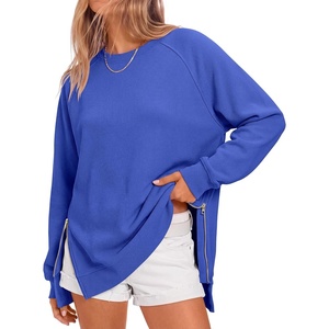 image:imageANRABESS Womens Oversized Crewneck Tunic Sweatshirt  Side Zipper Split Hem Pullover Tops Loose Fit Long Sleeve Shirts Casual Lounge for Daily Office OutfitsSpring Fall ClothesRoyal Blue