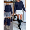 image:imageANRABESS Lightweight Oversized Cardigan Sweaters for Women  Soft Breathable Knit Subtle Cropped Long Sleeve Button Down Crewneck Relaxed Loose Fit Casual amp Work Wear Fall OutfitsNavy Blue