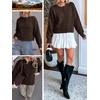 image:imageANRABESS Lightweight Oversized Cardigan Sweaters for Women  Soft Breathable Knit Subtle Cropped Long Sleeve Button Down Crewneck Relaxed Loose Fit Casual amp Work Wear Fall OutfitsCoffee