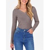 image:imageANRABESS Long Sleeve Shirts for Women Ribbed Sweater Top  Knitted Lightweight Slim Fitted V Neck TShirts Casual 2026 Fall Outfits Going Out Tops Winter Layer ClothingCool Ash Brown
