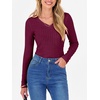 image:imageANRABESS Long Sleeve Shirts for Women Ribbed Sweater Top  Knitted Lightweight Slim Fitted V Neck TShirts Casual 2026 Fall Outfits Going Out Tops Winter Layer ClothingBurgundy