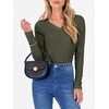 image:imageANRABESS Long Sleeve Shirts for Women Ribbed Sweater Top  Knitted Lightweight Slim Fitted V Neck TShirts Casual 2026 Fall Outfits Going Out Tops Winter Layer ClothingDeep Green