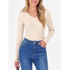 image:imageANRABESS Long Sleeve Shirts for Women Ribbed Sweater Top  Knitted Lightweight Slim Fitted V Neck TShirts Casual 2026 Fall Outfits Going Out Tops Winter Layer ClothingLight Khaki