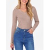 image:imageANRABESS Long Sleeve Shirts for Women Ribbed Sweater Top  Knitted Lightweight Slim Fitted V Neck TShirts Casual 2026 Fall Outfits Going Out Tops Winter Layer ClothingTan