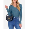 image:imageANRABESS Long Sleeve Shirts for Women Ribbed Sweater Top  Knitted Lightweight Slim Fitted V Neck TShirts Casual 2026 Fall Outfits Going Out Tops Winter Layer ClothingTeal