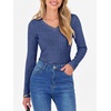 image:imageANRABESS Long Sleeve Shirts for Women Ribbed Sweater Top  Knitted Lightweight Slim Fitted V Neck TShirts Casual 2026 Fall Outfits Going Out Tops Winter Layer ClothingDark Blue