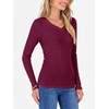 image:imageANRABESS Long Sleeve Shirts for Women Ribbed Sweater Top  Knitted Lightweight Slim Fitted V Neck TShirts Casual 2026 Fall Outfits Going Out Tops Winter Layer ClothingBurgundy