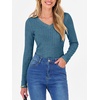 image:imageANRABESS Long Sleeve Shirts for Women Ribbed Sweater Top  Knitted Lightweight Slim Fitted V Neck TShirts Casual 2026 Fall Outfits Going Out Tops Winter Layer ClothingTeal