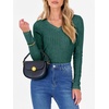 image:imageANRABESS Long Sleeve Shirts for Women Ribbed Sweater Top  Knitted Lightweight Slim Fitted V Neck TShirts Casual 2026 Fall Outfits Going Out Tops Winter Layer ClothingGreen