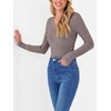 image:imageANRABESS Long Sleeve Shirts for Women Ribbed Sweater Top  Knitted Lightweight Slim Fitted V Neck TShirts Casual 2026 Fall Outfits Going Out Tops Winter Layer ClothingCool Ash Brown