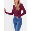 image:imageANRABESS Long Sleeve Shirts for Women Ribbed Sweater Top  Knitted Lightweight Slim Fitted V Neck TShirts Casual 2026 Fall Outfits Going Out Tops Winter Layer ClothingBurgundy