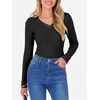 image:imageANRABESS Long Sleeve Shirts for Women Ribbed Sweater Top  Knitted Lightweight Slim Fitted V Neck TShirts Casual 2026 Fall Outfits Going Out Tops Winter Layer ClothingBlack