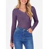 image:imageANRABESS Long Sleeve Shirts for Women Ribbed Sweater Top  Knitted Lightweight Slim Fitted V Neck TShirts Casual 2026 Fall Outfits Going Out Tops Winter Layer ClothingPurple