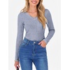 image:imageANRABESS Long Sleeve Shirts for Women Ribbed Sweater Top  Knitted Lightweight Slim Fitted V Neck TShirts Casual 2026 Fall Outfits Going Out Tops Winter Layer ClothingBlue