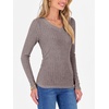 image:imageANRABESS Long Sleeve Shirts for Women Ribbed Sweater Top  Knitted Lightweight Slim Fitted V Neck TShirts Casual 2026 Fall Outfits Going Out Tops Winter Layer ClothingCool Ash Brown
