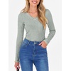image:imageANRABESS Long Sleeve Shirts for Women Ribbed Sweater Top  Knitted Lightweight Slim Fitted V Neck TShirts Casual 2026 Fall Outfits Going Out Tops Winter Layer ClothingLight Green