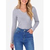 image:imageANRABESS Long Sleeve Shirts for Women Ribbed Sweater Top  Knitted Lightweight Slim Fitted V Neck TShirts Casual 2026 Fall Outfits Going Out Tops Winter Layer ClothingGrey
