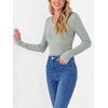 image:imageANRABESS Long Sleeve Shirts for Women Ribbed Sweater Top  Knitted Lightweight Slim Fitted V Neck TShirts Casual 2026 Fall Outfits Going Out Tops Winter Layer ClothingLight Green