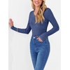 image:imageANRABESS Long Sleeve Shirts for Women Ribbed Sweater Top  Knitted Lightweight Slim Fitted V Neck TShirts Casual 2026 Fall Outfits Going Out Tops Winter Layer ClothingDark Blue