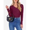 image:imageANRABESS Long Sleeve Shirts for Women Ribbed Sweater Top  Knitted Lightweight Slim Fitted V Neck TShirts Casual 2026 Fall Outfits Going Out Tops Winter Layer ClothingBurgundy