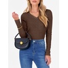 image:imageANRABESS Long Sleeve Shirts for Women Ribbed Sweater Top  Knitted Lightweight Slim Fitted V Neck TShirts Casual 2026 Fall Outfits Going Out Tops Winter Layer ClothingBrown