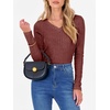 image:imageANRABESS Long Sleeve Shirts for Women Ribbed Sweater Top  Knitted Lightweight Slim Fitted V Neck TShirts Casual 2026 Fall Outfits Going Out Tops Winter Layer ClothingRust Orange