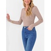 image:imageANRABESS Long Sleeve Shirts for Women Ribbed Sweater Top  Knitted Lightweight Slim Fitted V Neck TShirts Casual 2026 Fall Outfits Going Out Tops Winter Layer ClothingTan