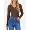 image:imageANRABESS Long Sleeve Shirts for Women Ribbed Sweater Top  Knitted Lightweight Slim Fitted V Neck TShirts Casual 2026 Fall Outfits Going Out Tops Winter Layer ClothingBrown