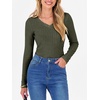 image:imageANRABESS Long Sleeve Shirts for Women Ribbed Sweater Top  Knitted Lightweight Slim Fitted V Neck TShirts Casual 2026 Fall Outfits Going Out Tops Winter Layer ClothingDeep Green