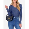 image:imageANRABESS Long Sleeve Shirts for Women Ribbed Sweater Top  Knitted Lightweight Slim Fitted V Neck TShirts Casual 2026 Fall Outfits Going Out Tops Winter Layer ClothingDark Blue