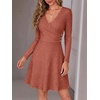 image:imageANRABESS Women Long Sleeve V Neck Sweater Short Dresses  Soft Ribbed Knit Button Side ALine Flowy Mini Dress Casual Daily Work Vacation Outfits Spring Fall Winter ClothesBurnt Orange