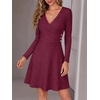 image:imageANRABESS Women Long Sleeve V Neck Sweater Short Dresses  Soft Ribbed Knit Button Side ALine Flowy Mini Dress Casual Daily Work Vacation Outfits Spring Fall Winter ClothesBurgundy