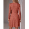 image:imageANRABESS Women Long Sleeve V Neck Sweater Short Dresses  Soft Ribbed Knit Button Side ALine Flowy Mini Dress Casual Daily Work Vacation Outfits Spring Fall Winter ClothesBurnt Orange