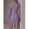 image:imageANRABESS Women Long Sleeve V Neck Sweater Short Dresses  Soft Ribbed Knit Button Side ALine Flowy Mini Dress Casual Daily Work Vacation Outfits Spring Fall Winter ClothesPurple