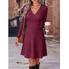 image:imageANRABESS Women Long Sleeve V Neck Sweater Short Dresses  Soft Ribbed Knit Button Side ALine Flowy Mini Dress Casual Daily Work Vacation Outfits Spring Fall Winter ClothesBurgundy