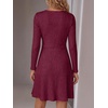 image:imageANRABESS Women Long Sleeve V Neck Sweater Short Dresses  Soft Ribbed Knit Button Side ALine Flowy Mini Dress Casual Daily Work Vacation Outfits Spring Fall Winter ClothesBurgundy