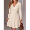 image:imageANRABESS Women Long Sleeve V Neck Sweater Short Dresses  Soft Ribbed Knit Button Side ALine Flowy Mini Dress Casual Daily Work Vacation Outfits Spring Fall Winter ClothesLight Khaki
