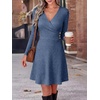 image:imageANRABESS Women Long Sleeve V Neck Sweater Short Dresses  Soft Ribbed Knit Button Side ALine Flowy Mini Dress Casual Daily Work Vacation Outfits Spring Fall Winter ClothesDark Blue