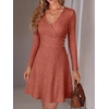 image:imageANRABESS Women Long Sleeve V Neck Sweater Short Dresses  Soft Ribbed Knit Button Side ALine Flowy Mini Dress Casual Daily Work Vacation Outfits Spring Fall Winter ClothesBurnt Orange