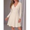 image:imageANRABESS Women Long Sleeve V Neck Sweater Short Dresses  Soft Ribbed Knit Button Side ALine Flowy Mini Dress Casual Daily Work Vacation Outfits Spring Fall Winter ClothesLight Khaki