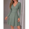 image:imageANRABESS Women Long Sleeve V Neck Sweater Short Dresses  Soft Ribbed Knit Button Side ALine Flowy Mini Dress Casual Daily Work Vacation Outfits Spring Fall Winter ClothesGrey Green