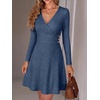 image:imageANRABESS Women Long Sleeve V Neck Sweater Short Dresses  Soft Ribbed Knit Button Side ALine Flowy Mini Dress Casual Daily Work Vacation Outfits Spring Fall Winter ClothesDark Blue