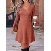 image:imageANRABESS Women Long Sleeve V Neck Sweater Short Dresses  Soft Ribbed Knit Button Side ALine Flowy Mini Dress Casual Daily Work Vacation Outfits Spring Fall Winter ClothesBurnt Orange