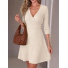 image:imageANRABESS Women Long Sleeve V Neck Sweater Short Dresses  Soft Ribbed Knit Button Side ALine Flowy Mini Dress Casual Daily Work Vacation Outfits Spring Fall Winter ClothesLight Khaki