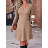 image:imageANRABESS Women Long Sleeve V Neck Sweater Short Dresses  Soft Ribbed Knit Button Side ALine Flowy Mini Dress Casual Daily Work Vacation Outfits Spring Fall Winter ClothesTan