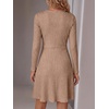 image:imageANRABESS Women Long Sleeve V Neck Sweater Short Dresses  Soft Ribbed Knit Button Side ALine Flowy Mini Dress Casual Daily Work Vacation Outfits Spring Fall Winter ClothesTan
