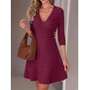 image:imageANRABESS Women Long Sleeve V Neck Sweater Short Dresses  Soft Ribbed Knit Button Side ALine Flowy Mini Dress Casual Daily Work Vacation Outfits Spring Fall Winter ClothesBurgundy
